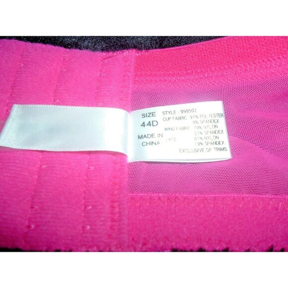 Fashion Bug Pink White Lace Full Figured Bra 44D Plus Size Intamate Apparel - Picture 10 of 11